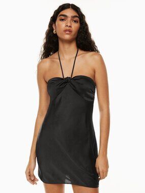 Aritzia Wilfred Handel Slip On Satin Dress Black Size Large